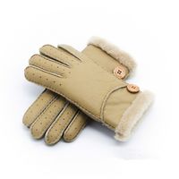 Wholesale New Warm winter ladies leather gloves real wool women