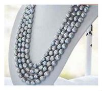 Wholesale 12 mm Tahitian Silver Grey Baroque Pearl Necklace Inch k Gold Clasp Beaded Necklaces