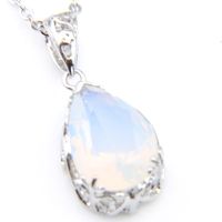 Wholesale 5 LuckyShine mm White Moonstone Pendants Sterling Silver Charm Crystal For Women Fashion Wedding Pendants Necklace Jewelry