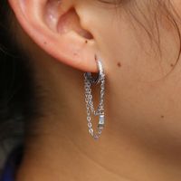 Wholesale 2018 Korean Temperament round buckle earrings long tassel double chains dangle earrings simple dainty jewelry for women brinco