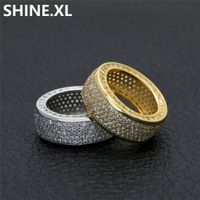 Wholesale Hip Hop Ring Men Gold Silver Color Plated Iced Out Micro Pave Zircon Fashion Finger Jewelry Party Gift Idea