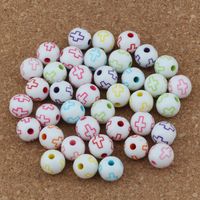 Wholesale 1000pcs Hollow Cross Carved Acrylic Round Spacer Beads Religious Bead Loose beads10mm mm mm Jewelry DIY E