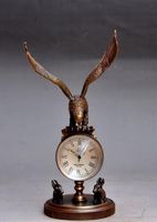 Wholesale collect Bronze Copper Eagle sculpture mechanical clock table watch Statue