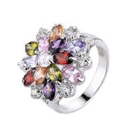 Wholesale Brand Flower Gemstone Rings K Real Gold Plated Statement Women Silver Engagement Rings Austrian Crystal Rings