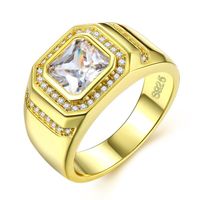 Wholesale Size Luxury Jewelry Sterling Silver Gold Filled princess A Cubic Zirconia CZ Dioamond Gemstones Men Wedding Band Ring