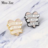 Wholesale Pink heart banner enamel pins Gold black pet dog related Brooch Gift Animal Button Badge Cap Clothes lapel pin jewelry gift