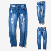 Wholesale Sunfree Hot Selling Men jeans para hombre Slim Solid Hole Pencil Pants Vintage Fashion Casual New Trend L55