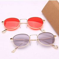 Wholesale Luxury sunglasses small oval sunglasses for women retro red eyewear vintage glasses gold metal frame mirror sunglasses
