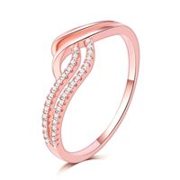 Wholesale High quality new trendy jewelry wave Design rhinestone ring rose gold filled not fading clear stone Wedding Engagement Party for girls