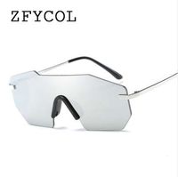 Wholesale ZFYCOL Women Sunglasses Unique Rimless Mirrored Lens Fashion Oversized Sun Glasses For Women Men SDR12