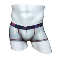 Wholesale Sexy Mesh Men Sexy Gay Men Underwear Boxer Shorts See Through Sissy Hollow Out Breathable Underwear Transparent Men Boxer Cueca
