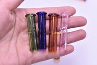 Wholesale Colored PINK Green blue Yellow Glass Smoking Glass Tobacco pipes Dry herb cypress hill s phuncky feel tips cigarette filters Length mm