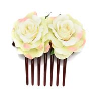 Wholesale Women Girl Double Silk Rose Flower Hair Comb Clip Wedding Bridal Party Beachy Trendy Jewelry