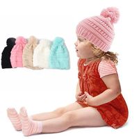 Wholesale Kids Trendy Beanie Knitted Hats Chunky Skull Caps Winter Cable Knit Slouchy Crochet Hats Fashion Outdoor Warm Oversized Hats OOA2452