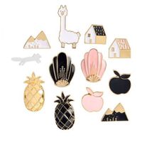 Wholesale Cartoon Enamel Pins Fruit Pineapple Apple Brooches Pin Badges Cute Metal Animal Horse Brooches Pins For Women