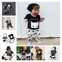 Wholesale Baby Clothes Boys Summer Animal Printed Outfits Girls Ins Cotton T Shirt Pants Suits Fashion Letter Floral Tops Leggings Kids Clothing B3839