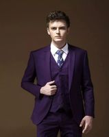 Wholesale Men Suits Blazer Purple Custom Made Business Suits Wedding Suits Formal Pieces Slim Fit Grooms Prom Terno Masculino Jacket Pants Vest