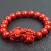 Wholesale Recruit Wealth Brave Troops Taiwan Cinnabar Bracelet Bead Size mm Cinnabar Hand Decorate Products Cinnabar Stone