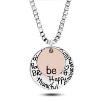 Wholesale Fashion Parts rose gold plated Pendant Necklace hand stamped Be Happy Necklace Cute coin Engraved necklace for women girl jewelry