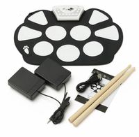 Wholesale 6Pcs set x x2 cm Silica Gel Foldable Portable Roller Up USB Electronic Drum Kit Drum Sticks Foot pedals