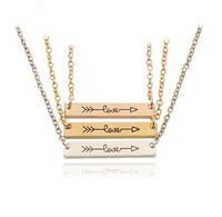 Wholesale Cupid Love Arrow Tiny Horizontal Bar Necklaces with silver rose gold Chain for Women Lovers Fashion Jewelry