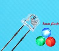 Wholesale 5mm Clear Straw Hat Multicolor Flicker RGB Red Green Blue Blinking mm LED Light Emitting Diode Lamp DIY Kit