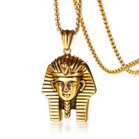 Wholesale Egyptian Pharaoh Pendant for Men Necklace Gold Color quot Box Chain Stainless Steel Necklaces Male Jewelry Ancient Mystical Religious Jewelry