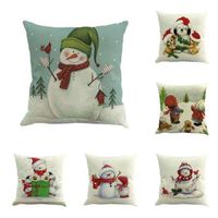 Wholesale Christmas Pillow Case Cute Snowman Printing Dyeing Sofa Bed Home Decor Pillow Cases Xmas x45cm Square Flax Cushion Covers