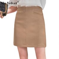 Wholesale Summer Women Pencil Skirt Office Ladies High Waist Mini Skirts Female with Pockets Slim Saias Khaki White Black