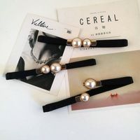 Wholesale ladies women black elastic waist seal thin belt pearl for dresses skirt decoration fashion girdles gifts