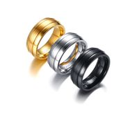 Wholesale Wedding Ring mm brushed strip black gold titanium Ring for Women Men comfort fit hot sale in USA and Europe size