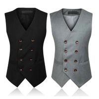 Wholesale Customized new hot men s suit vest British big size double breasted Slim spring and autumn men s suit vest