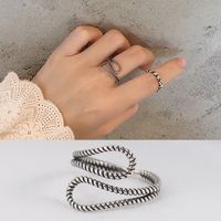 Wholesale Vintage Thai Silver Ring For Women Real Sterling Silver Twisted Rope Finger Adjustable Rings Fine Jewelry Gift YMR104