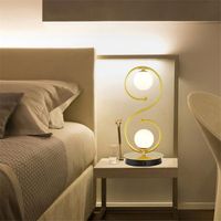 Wholesale Black Gold Led Table Lamp Simple S Curve Desk Lamp Book Reading Light Button Switch Bedroom Living Room Study Office Decoration Lighting