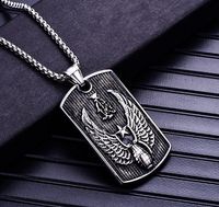 Wholesale hot new Europe and the United States Men s stainless steel eagle grenade necklace titanium steel retro square jewelry popular fashion acces
