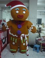Wholesale 2018 High quality hot Gingerbread Man mascot costume with red santa hat for adult to wear for sale