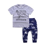 Wholesale 2018 Children Boys Dinosaur Printed Clothing Sets Short Sleeve Dinosaur T Shirt Dinosaur Pants Suits Kids Summer Casual Outfits