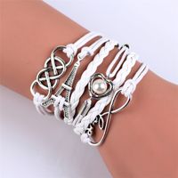 Wholesale New Fashion Jewelry Infinite Double Leather Multilayer Charm Bracelet for Woman Jewelry Wing Love Bracelet Colors