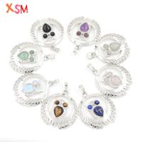 Wholesale xinshangmie Silver Plated Natural Amethysts Rose Pink Quartzs Opal Fashion Hollowed Out lace Owl Pendant Women Charm Jewellery
