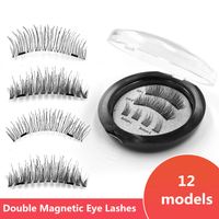 Wholesale Full Strip Eye Double Magnetic Eyelashes Glue Free Synthetic Reusable Magnet Eye Lashes set