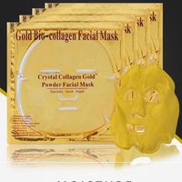 Wholesale DHL free Gold Bio Collagen Facial Mask Face Mask Crystal Gold Powder Collagen Facial Mask Sheets Moisturizing Beauty Skin Care Products