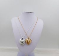 Wholesale hot new Heart shaped heart necklace can be opened in small photos of hollowed out nvong flower heart heart shaped box necklace fashionable c