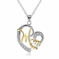 Wholesale Diamond Heart Mom Necklace Love Pendant Mother Birthday Day Gift fashion jewelry will and sandy