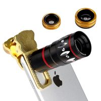 Wholesale Cat Clip on Cell Phone Lens Kit X Zoom Optical Telescope Wide Angle Macro Fisheye eye lens Universal in phone Camera lens