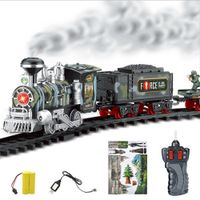 Wholesale New RC Train Children s Traffic Toys Remote Control Conveyance Car Electric Steam Smoke RC Train Slot Set Model Toy For Kid Gift