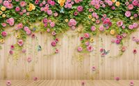 Wholesale Custom d Photo Wall paper Original pink rose rose flower wooden TV background wall Wallpaper Mural Painting For Living Room