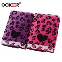 Wholesale coxeer Set Bath Towel Wrap Hand Towel Cotton Heart Printed Bathroom Shower Towle Rectangle Beach Toallas Pink Purple