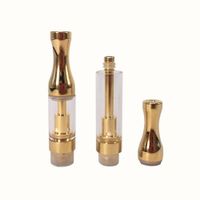 Wholesale ml ml Glass Vaporizer Gold SS Metal Mouth Thick Oil Atomizer ceramic core Cartridge vapor For extract oil with mm intake holes