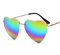 Wholesale Fashion Heart Shaped Sunglasses Brand Designer Women Metal Reflective Lens Fashion Sun Glasses Men and Women Mirror New For Party Gifts
