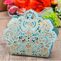 Wholesale Gold Laser Cut Wedding Candy Box Pink Blue Champange White Gift Boxes Wedding Party Favors holders Supply
